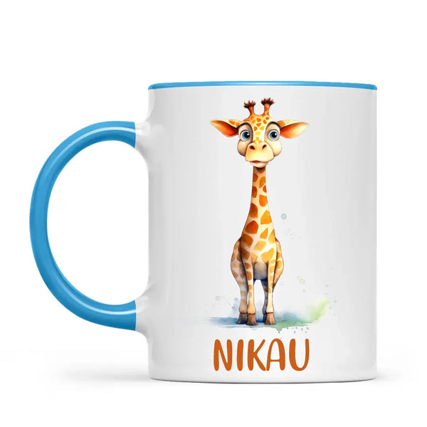 Personalised Giraffe Cup - Custom Name Kids Mug - Cute Animal Safari Gift - 11oz, 6oz or Enamel - NZ Made