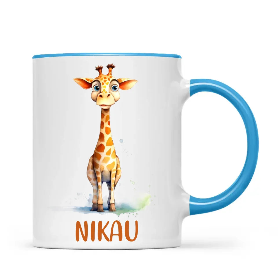 Personalised Giraffe Cup - Custom Name Kids Mug - Cute Animal Safari Gift - 11oz, 6oz or Enamel - NZ Made
