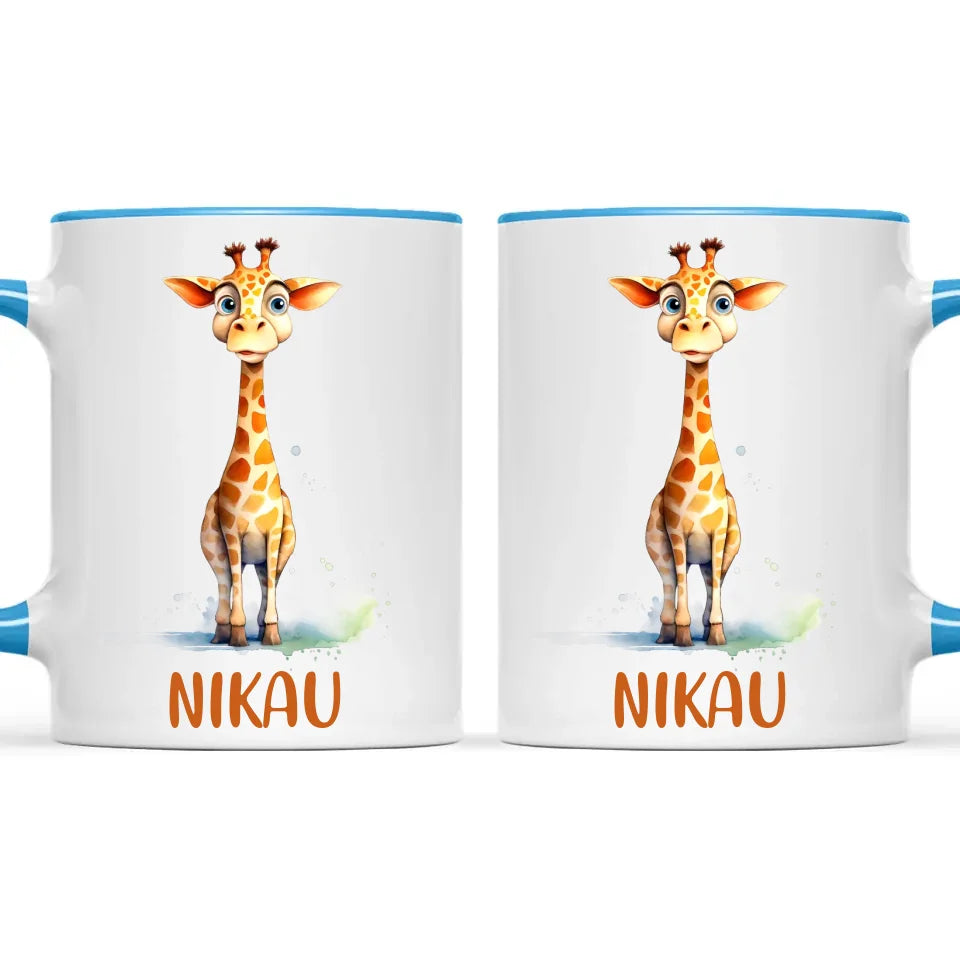 Personalised Giraffe Cup - Custom Name Kids Mug - Cute Animal Safari Gift - 11oz, 6oz or Enamel - NZ Made