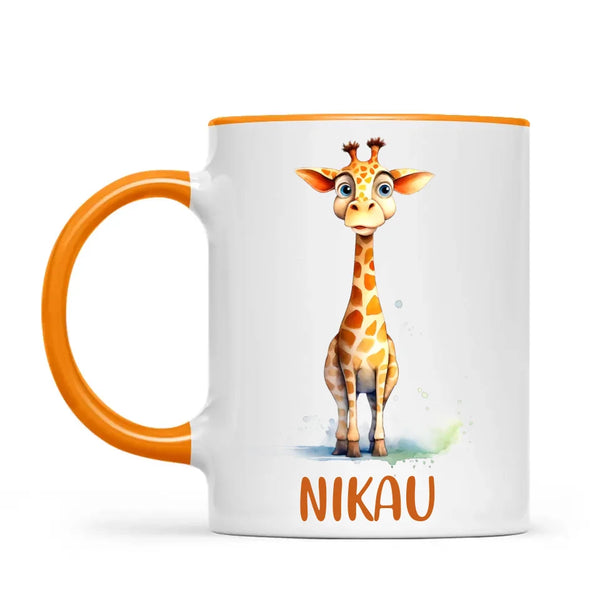 Personalised Giraffe Cup - Custom Name Kids Mug - Cute Animal Safari Gift - 11oz, 6oz or Enamel - NZ Made