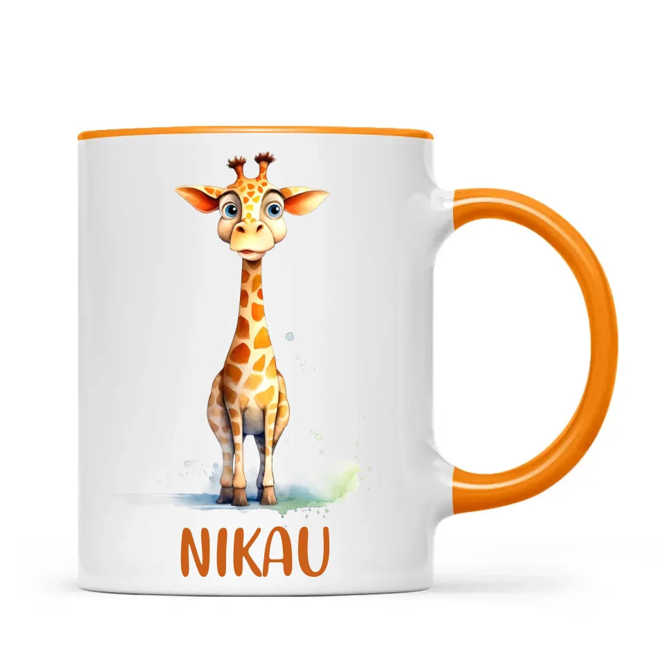 Personalised Giraffe Cup - Custom Name Kids Mug - Cute Animal Safari Gift - 11oz, 6oz or Enamel - NZ Made