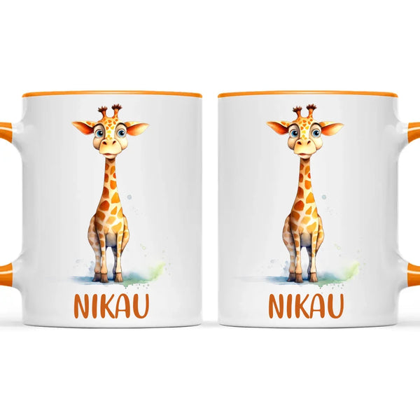 Personalised Giraffe Cup - Custom Name Kids Mug - Cute Animal Safari Gift - 11oz, 6oz or Enamel - NZ Made
