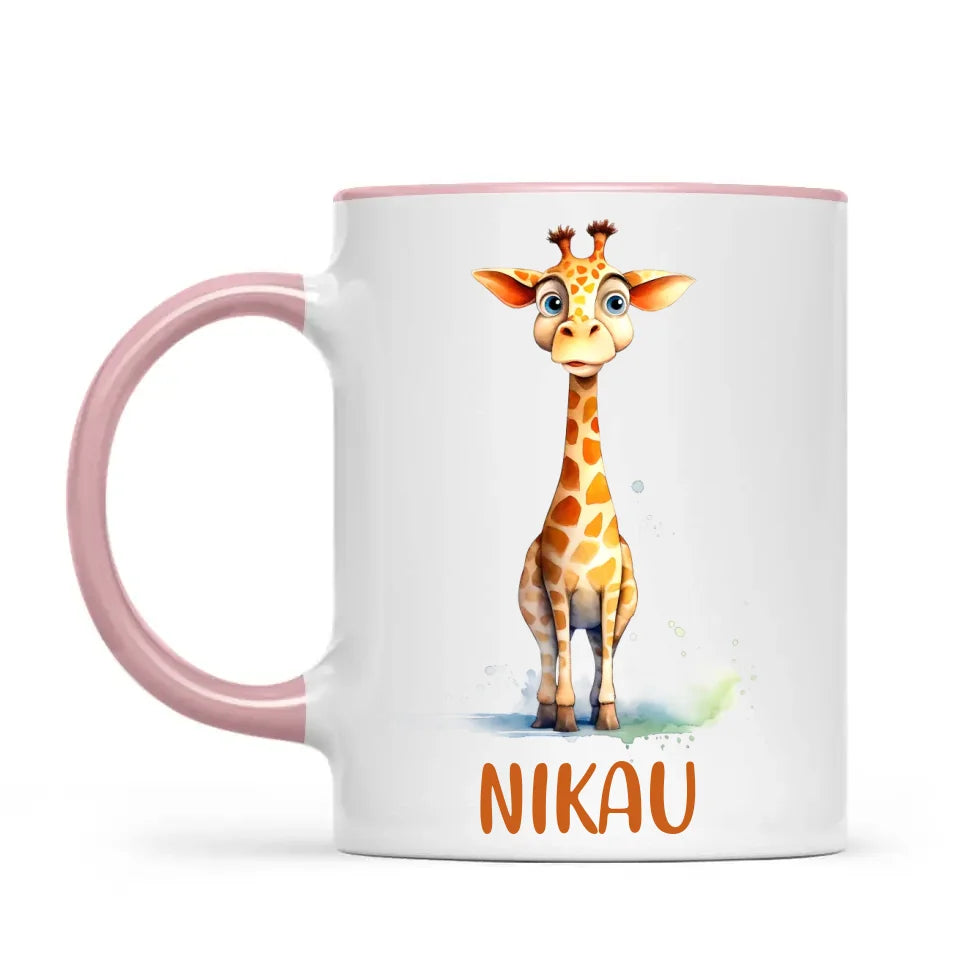 Personalised Giraffe Cup - Custom Name Kids Mug - Cute Animal Safari Gift - 11oz, 6oz or Enamel - NZ Made