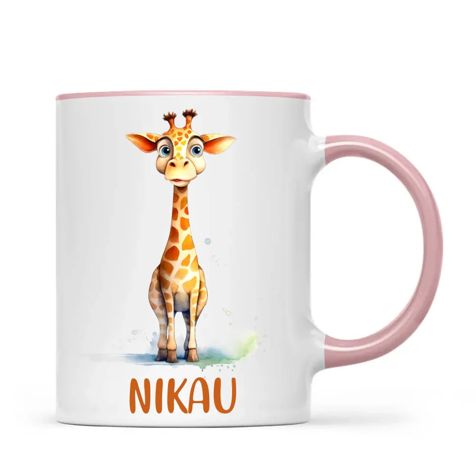 Personalised Giraffe Cup - Custom Name Kids Mug - Cute Animal Safari Gift - 11oz, 6oz or Enamel - NZ Made