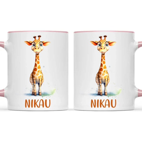 Personalised Giraffe Cup - Custom Name Kids Mug - Cute Animal Safari Gift - 11oz, 6oz or Enamel - NZ Made