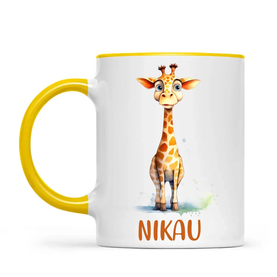 Personalised Giraffe Cup - Custom Name Kids Mug - Cute Animal Safari Gift - 11oz, 6oz or Enamel - NZ Made