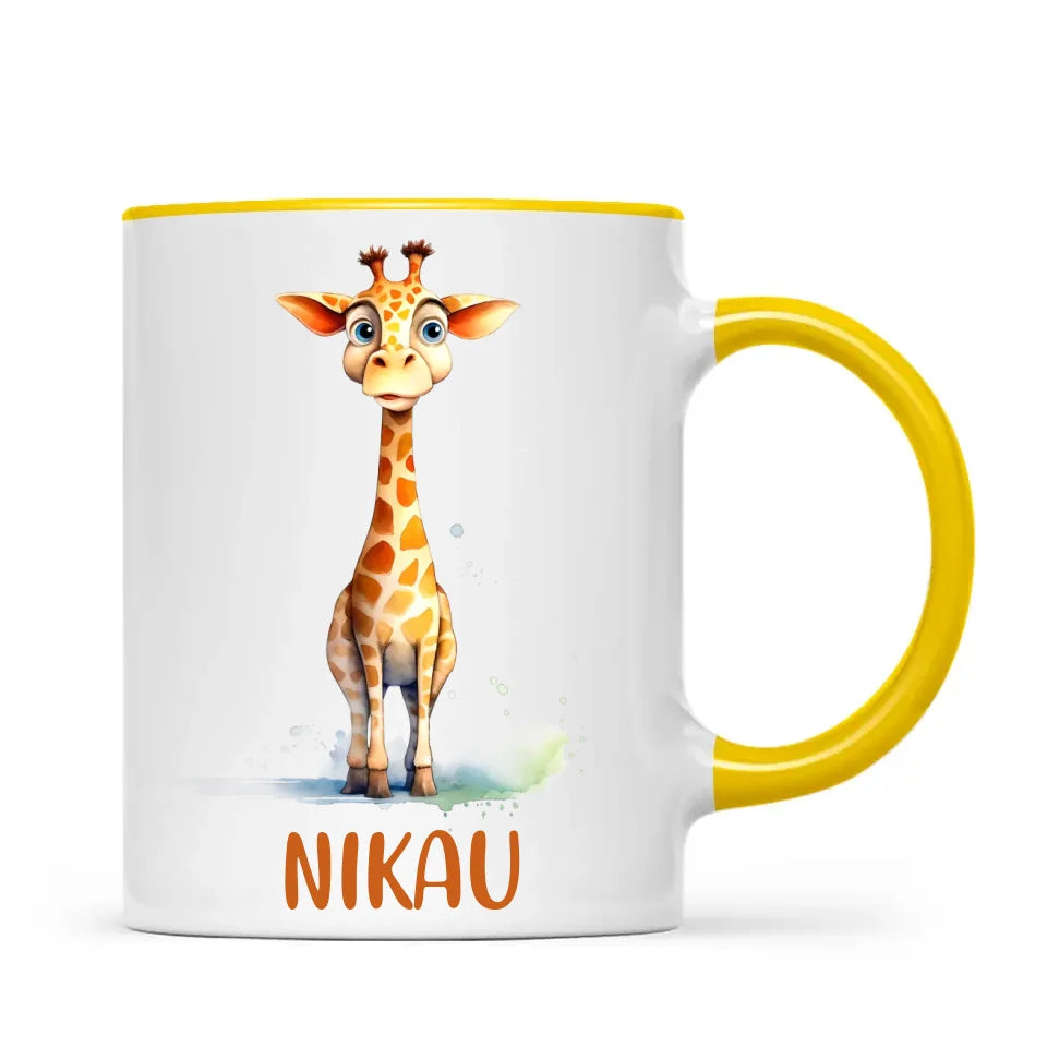 Personalised Giraffe Cup - Custom Name Kids Mug - Cute Animal Safari Gift - 11oz, 6oz or Enamel - NZ Made