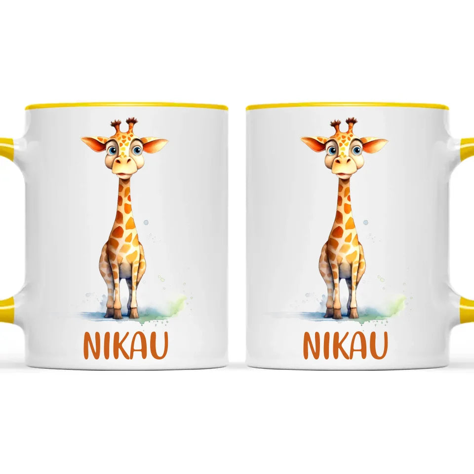Personalised Giraffe Cup - Custom Name Kids Mug - Cute Animal Safari Gift - 11oz, 6oz or Enamel - NZ Made