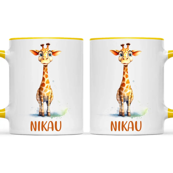 Personalised Giraffe Cup - Custom Name Kids Mug - Cute Animal Safari Gift - 11oz, 6oz or Enamel - NZ Made