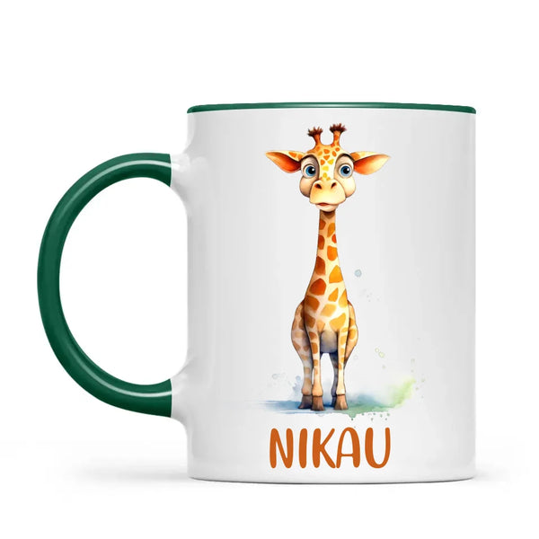 Personalised Giraffe Cup - Custom Name Kids Mug - Cute Animal Safari Gift - 11oz, 6oz or Enamel - NZ Made