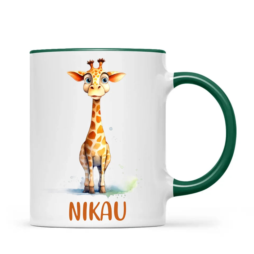 Personalised Giraffe Cup - Custom Name Kids Mug - Cute Animal Safari Gift - 11oz, 6oz or Enamel - NZ Made