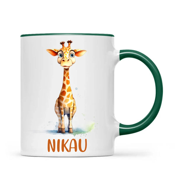 Personalised Giraffe Cup - Custom Name Kids Mug - Cute Animal Safari Gift - 11oz, 6oz or Enamel - NZ Made