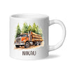 Personalised with Name, Orange Logging Truck Kids Mug – Custom Forest Truck Cup for Children – Available in 11oz, 6oz & Enamel