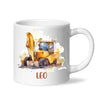 Personalised with Name, Digger Kids Mug – Customised Construction-Themed Cup – Available in 11oz, 6oz & Enamel Options