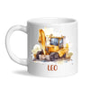 Personalised with Name, Digger Kids Mug – Customised Construction-Themed Cup – Available in 11oz, 6oz & Enamel Options