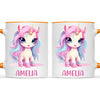Personalised with Name, Pastel Unicorn Kids Mug – Custom Unicorn Cup for Children – Available in 11oz, 6oz & Enamel