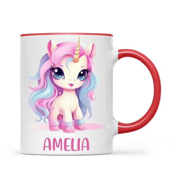 Personalised with Name, Pastel Unicorn Kids Mug – Custom Unicorn Cup for Children – Available in 11oz, 6oz & Enamel