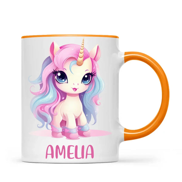 Personalised with Name, Pastel Unicorn Kids Mug – Custom Unicorn Cup for Children – Available in 11oz, 6oz & Enamel