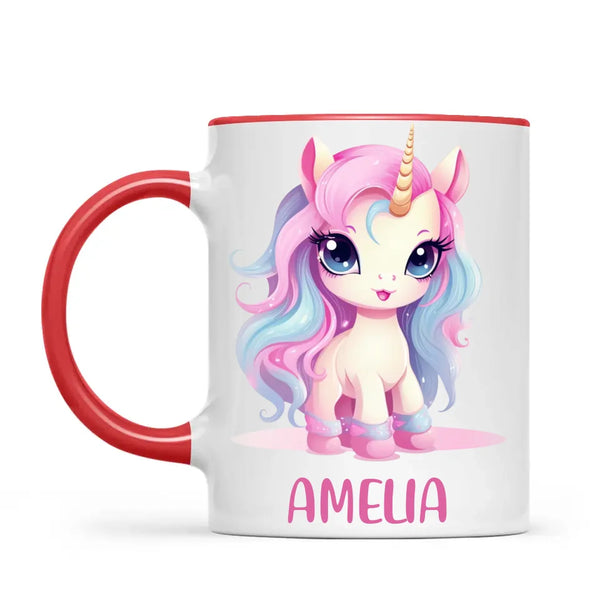 Personalised with Name, Pastel Unicorn Kids Mug – Custom Unicorn Cup for Children – Available in 11oz, 6oz & Enamel