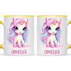 Personalised with Name, Pastel Unicorn Kids Mug – Custom Unicorn Cup for Children – Available in 11oz, 6oz & Enamel