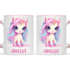 Personalised with Name, Pastel Unicorn Kids Mug – Custom Unicorn Cup for Children – Available in 11oz, 6oz & Enamel