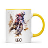 Personalised with Name, Motocross Rider Kids Mug – Customised Dirt Bike Racing Cup for Children – Available in 11oz, 6oz & Enamel Options