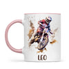Personalised with Name, Motocross Rider Kids Mug – Customised Dirt Bike Racing Cup for Children – Available in 11oz, 6oz & Enamel Options