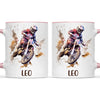 Personalised with Name, Motocross Rider Kids Mug – Customised Dirt Bike Racing Cup for Children – Available in 11oz, 6oz & Enamel Options