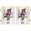 Personalised with Name, Motocross Rider Kids Mug – Customised Dirt Bike Racing Cup for Children – Available in 11oz, 6oz & Enamel Options