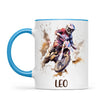 Personalised with Name, Motocross Rider Kids Mug – Customised Dirt Bike Racing Cup for Children – Available in 11oz, 6oz & Enamel Options