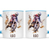 Personalised with Name, Motocross Rider Kids Mug – Customised Dirt Bike Racing Cup for Children – Available in 11oz, 6oz & Enamel Options
