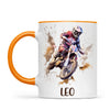 Personalised with Name, Motocross Rider Kids Mug – Customised Dirt Bike Racing Cup for Children – Available in 11oz, 6oz & Enamel Options