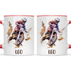 Personalised with Name, Motocross Rider Kids Mug – Customised Dirt Bike Racing Cup for Children – Available in 11oz, 6oz & Enamel Options