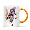 Personalised with Name, Motocross Rider Kids Mug – Customised Dirt Bike Racing Cup for Children – Available in 11oz, 6oz & Enamel Options