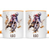 Personalised with Name, Motocross Rider Kids Mug – Customised Dirt Bike Racing Cup for Children – Available in 11oz, 6oz & Enamel Options
