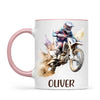 Personalised with Name, Motocross Dirt Bike Kids Mug – Customised Off-Road Motorbike Cup for Children – Available in 11oz, 6oz & Enamel Options