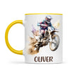 Personalised with Name, Motocross Dirt Bike Kids Mug – Customised Off-Road Motorbike Cup for Children – Available in 11oz, 6oz & Enamel Options