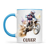 Personalised with Name, Motocross Dirt Bike Kids Mug – Customised Off-Road Motorbike Cup for Children – Available in 11oz, 6oz & Enamel Options