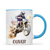 Personalised with Name, Motocross Dirt Bike Kids Mug – Customised Off-Road Motorbike Cup for Children – Available in 11oz, 6oz & Enamel Options