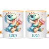 Personalised with Name, Dinosaur Ice Cream Kids Mug – Customised Cute Dino Cup for Children – Available in 11oz, 6oz & Enamel Options