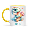 Personalised with Name, Dinosaur Ice Cream Kids Mug – Customised Cute Dino Cup for Children – Available in 11oz, 6oz & Enamel Options