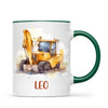 Personalised with Name, Digger Kids Mug – Customised Construction-Themed Cup – Available in 11oz, 6oz & Enamel Options