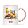 Personalised with Name, Digger Kids Mug – Customised Construction-Themed Cup – Available in 11oz, 6oz & Enamel Options