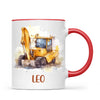 Personalised with Name, Digger Kids Mug – Customised Construction-Themed Cup – Available in 11oz, 6oz & Enamel Options