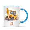 Personalised with Name, Digger Kids Mug – Customised Construction-Themed Cup – Available in 11oz, 6oz & Enamel Options