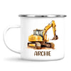 Personalised with Name, Digger Excavator Kids Mug – Custom Construction Vehicle Cup for Children – Available in 11oz, 6oz & Enamel