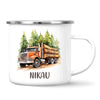 Personalised with Name, Orange Logging Truck Kids Mug – Custom Forest Truck Cup for Children – Available in 11oz, 6oz & Enamel