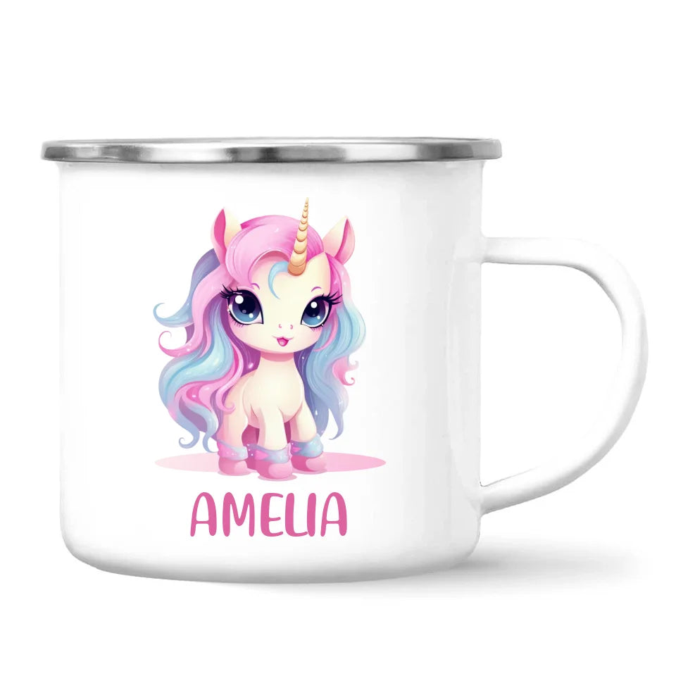 Personalised with Name, Pastel Unicorn Kids Mug – Custom Unicorn Cup for Children – Available in 11oz, 6oz & Enamel
