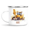 Personalised with Name, Digger Kids Mug – Customised Construction-Themed Cup – Available in 11oz, 6oz & Enamel Options