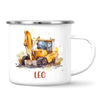 Personalised with Name, Digger Kids Mug – Customised Construction-Themed Cup – Available in 11oz, 6oz & Enamel Options